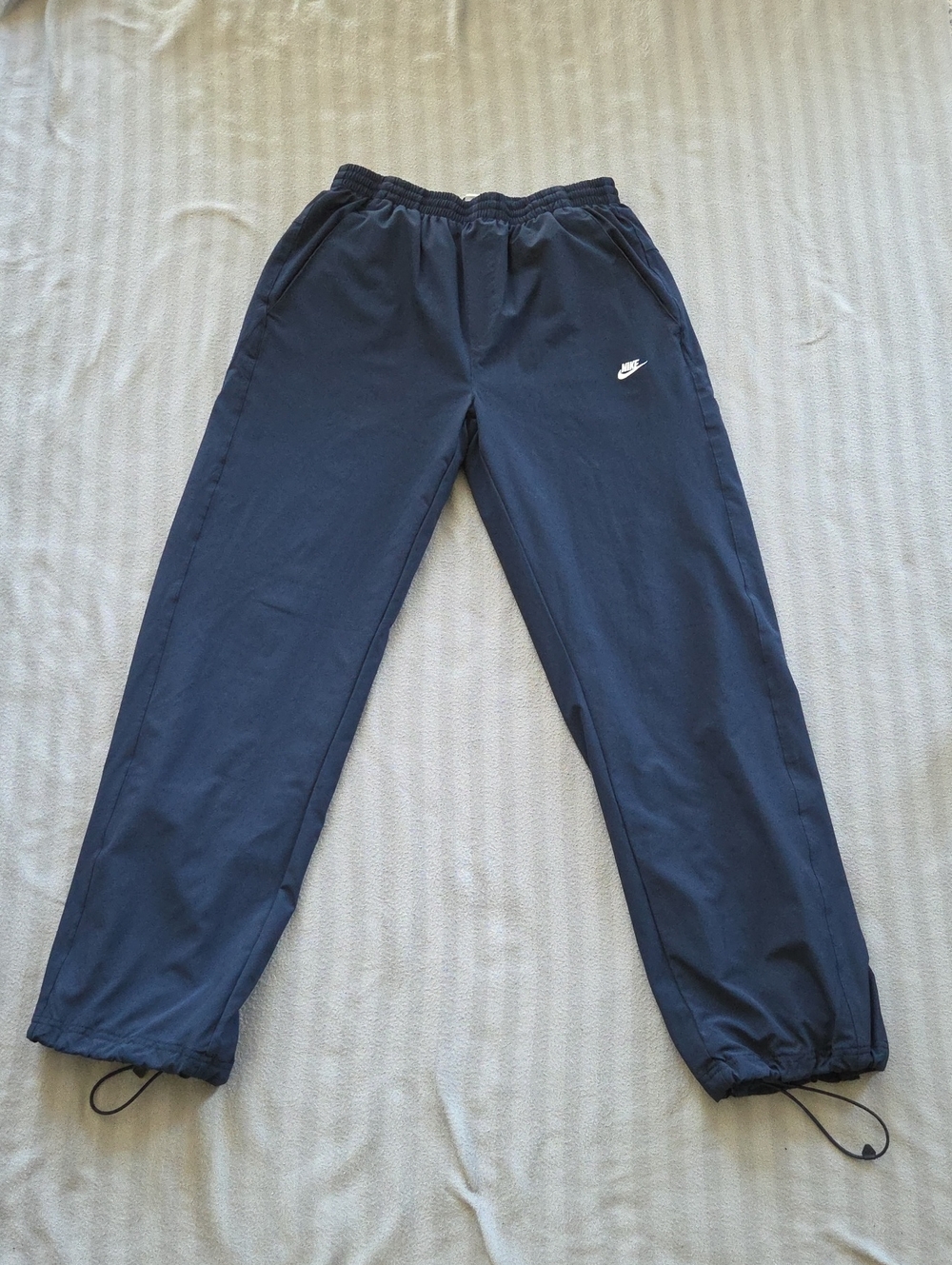 Nike Navy Blue Track Pants with White Swoosh
